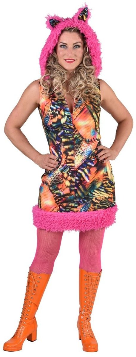 Jaren 80 & 90 Kostuum | Woest Drukke Disco Tijger | Vrouw | Large | Carnaval kostuum | Verkleedkleding